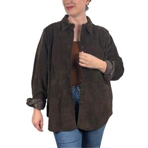 BAGATELLE OVERSIZED BOYFRIEND SUEDE LEATHER SHIRT JACKET BUTTON DOWN SHACKET